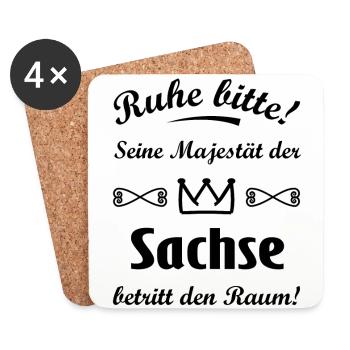 Seine Majestät der Sachse - Untersetzer (4er-Set) - Weiß - Vorne