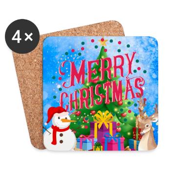 Frohe Feiertage. Weihnachten - Untersetzer (4er-Set) - Weiß - Vorne