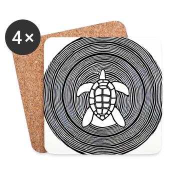 Geometrische Schildkröte mit Kreismuster - Untersetzer (4er-Set) - Weiß - Vorne