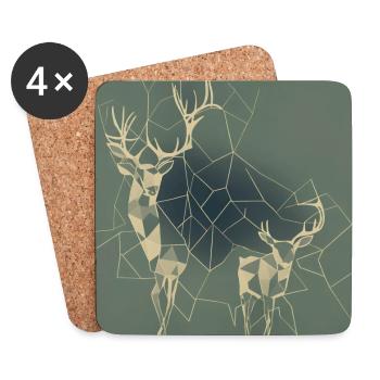 Cerfs de chevreuil géométriquement - Dessous de verre (lot de 4) - blanc - Devant
