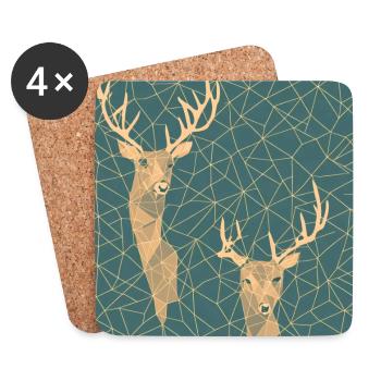 Cerfs de chevreuil géométriquement - Dessous de verre (lot de 4) - blanc - Devant