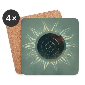 Geometrische Sonne - Untersetzer (4er-Set) - Weiß - Vorne