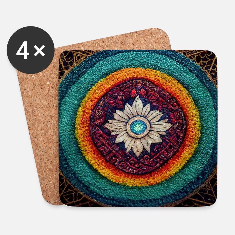 Boho Mandala Abstract - Untersetzer (4er-Set) - Weiß