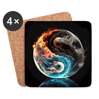 YingYang Water and Fire - Coasters (set of 4) - white - Front