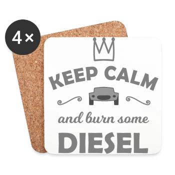 Diesel et cylindrée - Dessous de verre (lot de 4) - blanc - Devant