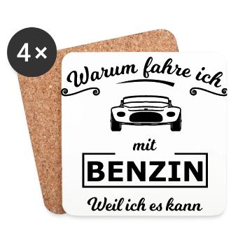 Das Benzin Auto - Untersetzer (4er-Set) - Weiß - Vorne