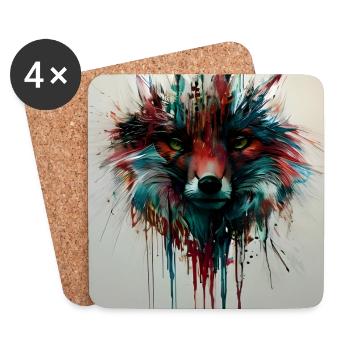 Fuchs Farbverlauf Kunst - Untersetzer (4er-Set) - Weiß - Vorne