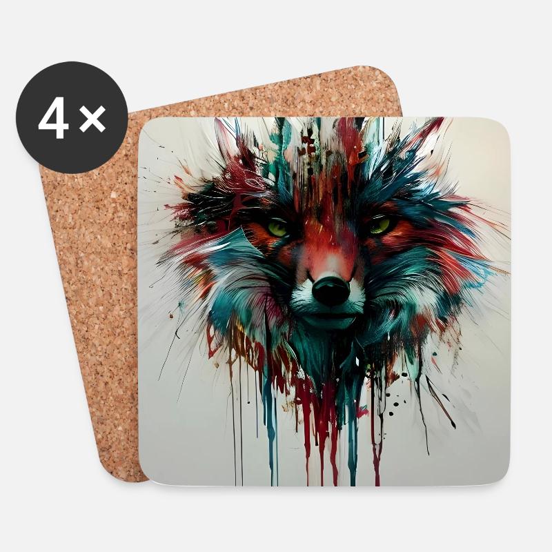 Fuchs Farbverlauf Kunst - Untersetzer (4er-Set) - Weiß