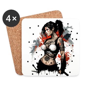 Badass Ninja Girl - Coasters (set of 4) - white - Front