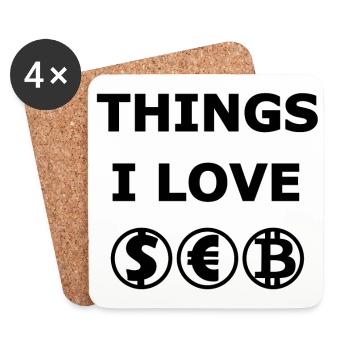 Euro, Bitcoin and Dollar - Coasters (set of 4) - white - Front