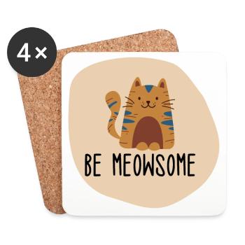 Be Meowsome Cat | Boho Shapes - Coasters (set of 4) - white - Front