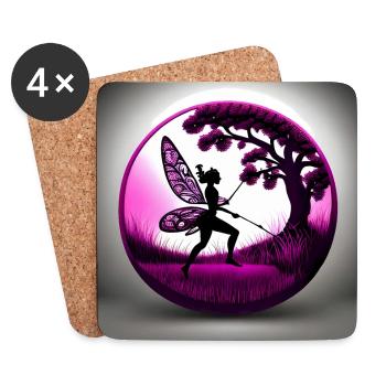 Forest spirit elf conjures up magic - Coasters (set of 4) - white - Front