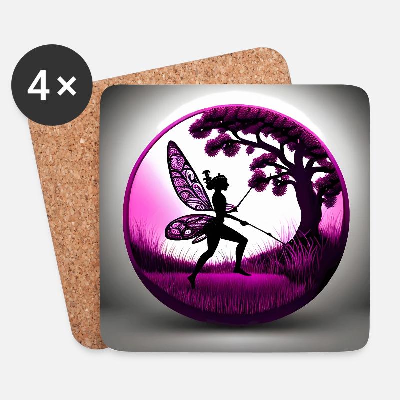Forest spirit elf conjures up magic - Coasters (set of 4) - white