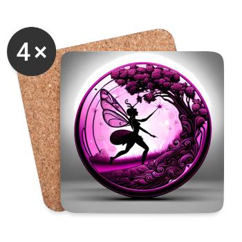 Pink lila Elfe Fee zaubert kann faubern - Untersetzer (4er-Set) - Weiß - Vorne