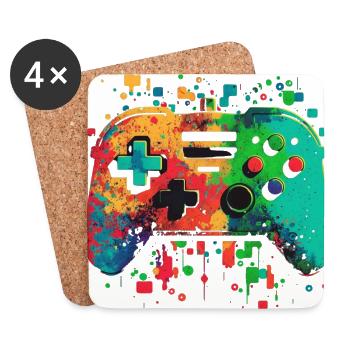 Bunte Konsole - Untersetzer (4er-Set) - Weiß - Vorne