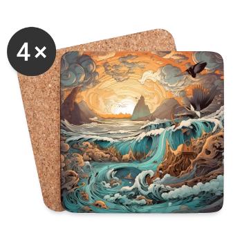 Sky and Sea - Coasters (set of 4) - white - Front