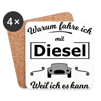 Spaß am Auto Fahren - Untersetzer (4er-Set) - Weiß - Vorne