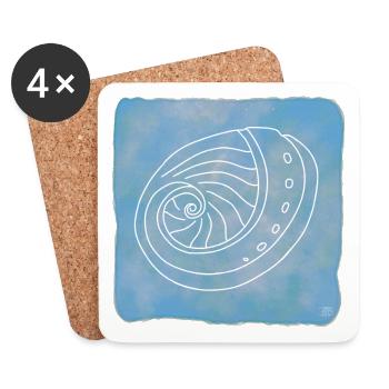 Abalone, Boho Line Art Design, Série Shells - Dessous de verre (lot de 4) - blanc - Devant