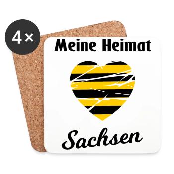 Zuhause in Sachsen - Untersetzer (4er-Set) - Weiß - Vorne