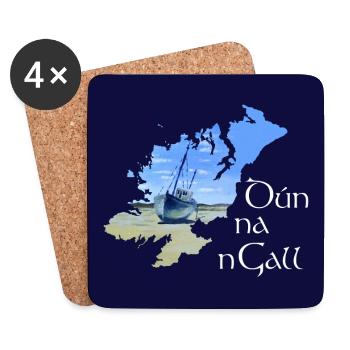Dún na nGall (navy background) - Coasters (set of 4) - white - Front
