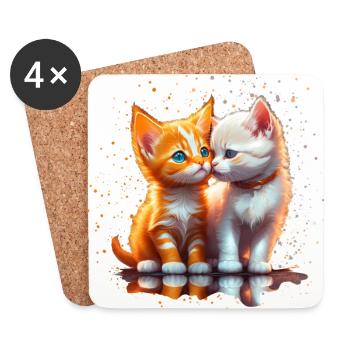 Kittens in love - Coasters (set of 4) - white - Front