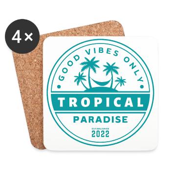 Tropical Paradise - Good Vibes Only - Untersetzer (4er-Set) - Weiß - Vorne