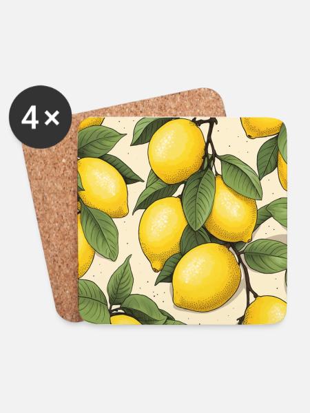Zitronen Obst - Untersetzer (4er-Set) - Weiß