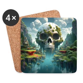 Stylisches Totenkopf Design Coole Skull Motive - Untersetzer (4er-Set) - Weiß - Vorne