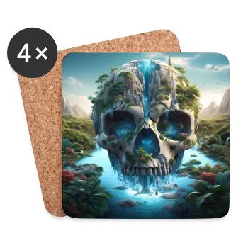Stylisches Totenkopf Design Coole Skull Motive - Untersetzer (4er-Set) - Weiß - Vorne