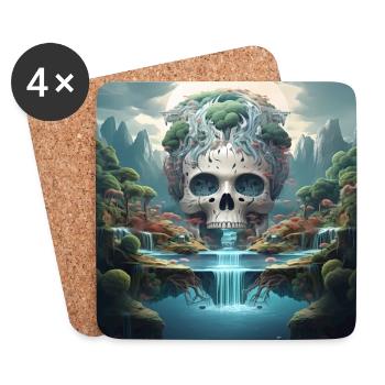 Stylisches Totenkopf Design Coole Skull Motive - Untersetzer (4er-Set) - Weiß - Vorne
