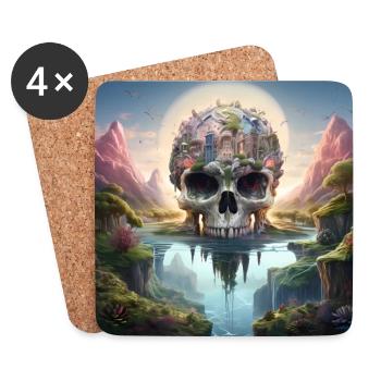 Stylisches Totenkopf Design Coole Skull Motive - Untersetzer (4er-Set) - Weiß - Vorne