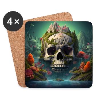 Stylisches Totenkopf Design Coole Skull Motive - Untersetzer (4er-Set) - Weiß - Vorne