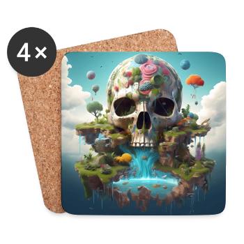 Stylisches Totenkopf Design Coole Skull Motive - Untersetzer (4er-Set) - Weiß - Vorne