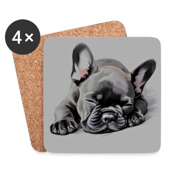 French Bulldog puppy black - Coasters (set of 4) - white - Front