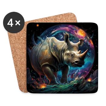 Cosmic Rhino - Dessous de verre (lot de 4) - blanc - Devant