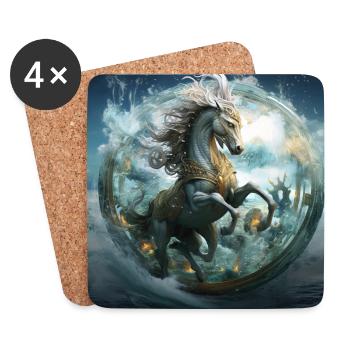 Aquarius Horse - Dessous de verre (lot de 4) - blanc - Devant