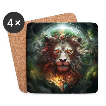 Genius Lion - Coasters (set of 4) - white - Front