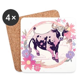 Purple moo moo - Coasters (set of 4) - white - Front
