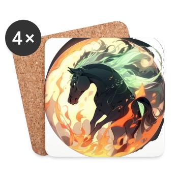 L'étalon noir céleste - Dessous de verre (lot de 4) - blanc - Devant