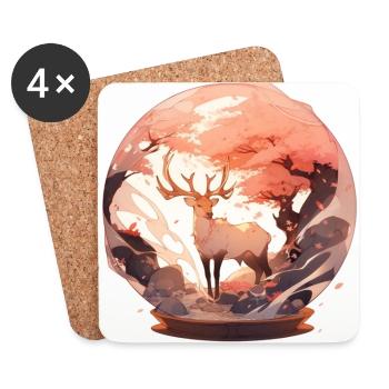 Le Cerf d'Automne - Version Boule à neige - Dessous de verre (lot de 4) - blanc - Devant
