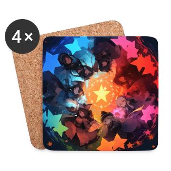 Magier-Mädchen - Untersetzer (4er-Set) - Weiß - Vorne