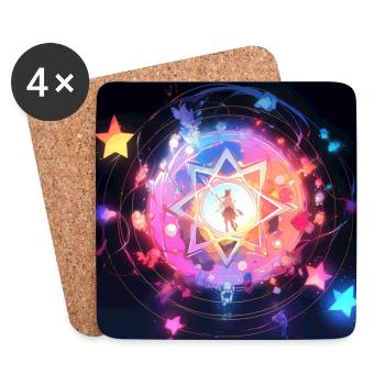 Die bunte Sternenkonstellation - Untersetzer (4er-Set) - Weiß - Vorne