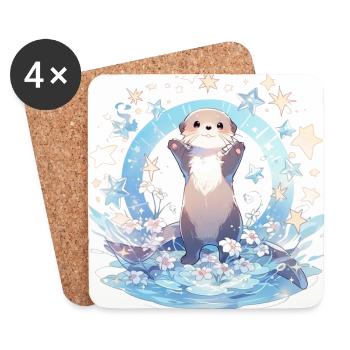 Niedlicher Baby-Otter - Untersetzer (4er-Set) - Weiß - Vorne