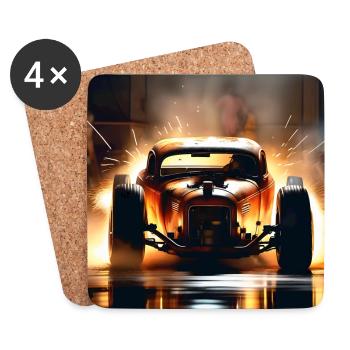 Rusty Hot Rod Rennen #6 - Untersetzer (4er-Set) - Weiß - Vorne