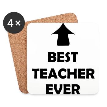 Der lustige super Lehrer - Untersetzer (4er-Set) - Weiß - Vorne
