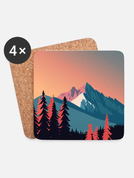 Berglandschaft - Untersetzer (4er-Set) - Weiß