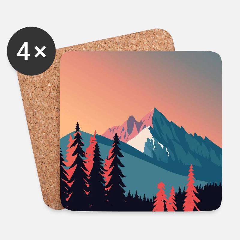 Berglandschaft - Untersetzer (4er-Set) - Weiß