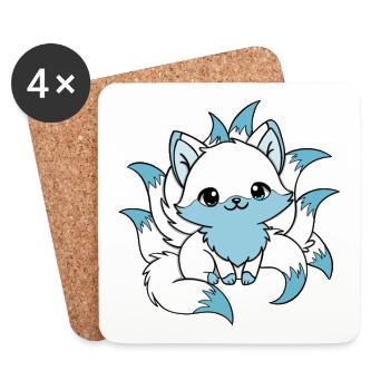weißer und blauer Neunschwänziger Fuchs - Untersetzer (4er-Set) - Weiß - Vorne