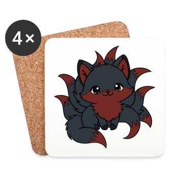 black and red nine-tailed fox - Coasters (set of 4) - white - Front