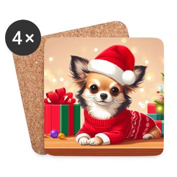 Chihuahua Christmas Spirit - Coasters (set of 4) - white - Front